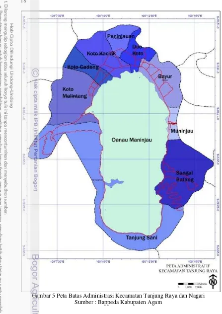 Gambar 5 Peta Batas Administrasi Kecamatan Tanjung Raya dan Nagari 