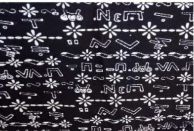 Foto 2: Aksara Incung sebagai Motif Batik yang menjelaskan nama sanggar batik “Incung” 