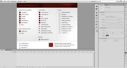 Gambar II.3 Tampilan Awal Macromedia Flash CS6  ( Sumber : Dedi Izham : 2012 ) 
