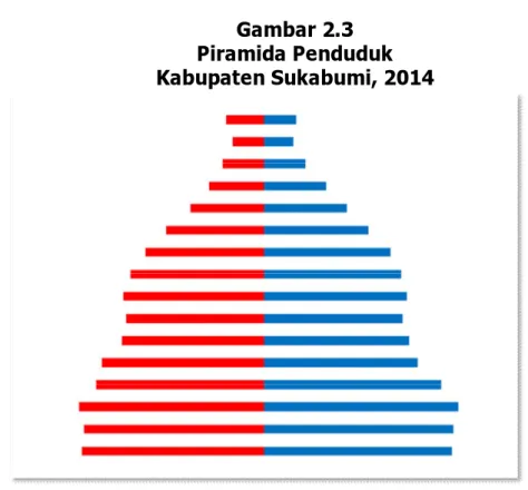 Gambar 2.3  Piramida Penduduk  Kabupaten Sukabumi, 2014 