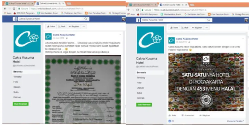 Gambar 3.7. Kegiatan online marketing di media sosial Facebook (Sumber: Facebook resmi Cakra Kusuma Hotel) 
