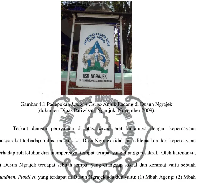 Gambar 4.1 Padepokan Langen Tayub Anjuk Ladang di Dusun Ngrajek  (dokumen Dinas Pariwisata Nganjuk, November 2009)