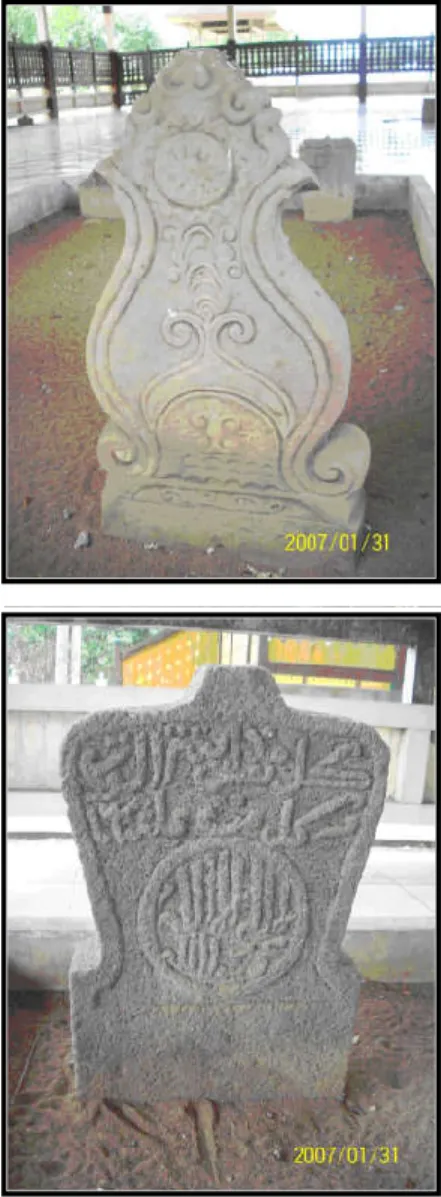 Foto 5 (atas) dan 6 (bawah). Nisam di kompleks Makam Keramat Sembilan (dok. Balai Arkeologi
