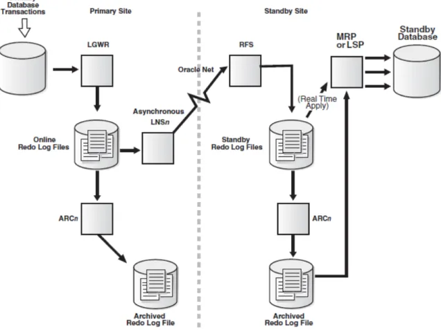 Gambar 2.10 Proses Archival LGWR ASYNC dengan Network Server (LNS) 