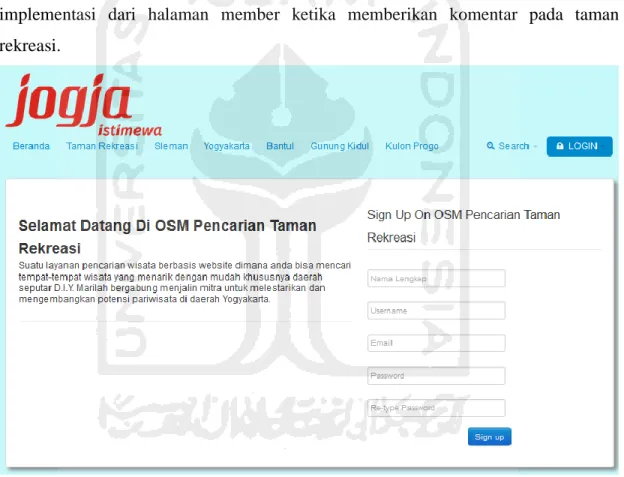 Gambar 4.5 Implementasi halaman registratsi user 