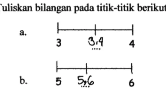Gambar 1 menunjukkan pemahaman siswa  A tentang bilangan desimal yang terletak antara  3 dan 4