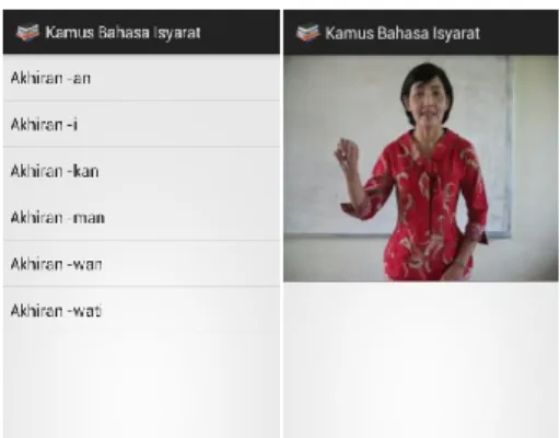 Gambar 7 Halaman List dan Video  Kata Dasar 