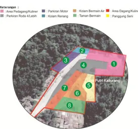 Gambar 2. Zonasi Area di Kawasan Wisata Tlogo Putri Kaliurang  Sumber: Analisis Penulis, 2019 