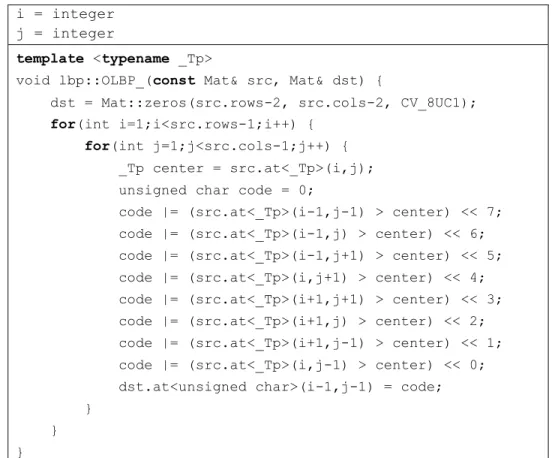 Gambar 3.3  merupakan pseudo code mencari nilai LBP. 