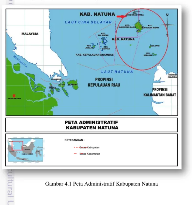 Gambar 4.1 Peta Administratif Kabupaten Natuna 