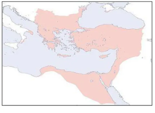 Gambar 2.5 wilayah kekuasaan Byzantium tahun  476 Masehi. 