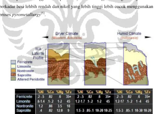 Gambar 2. 3 Profil bijih laterit (Dalvi et al. 2004)