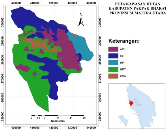 Gambar 1. Peta Kawasan Hutan Kabupaten Pakpak Bharat 