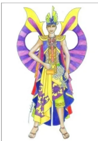 Gambar 3.  Desain kostum karnaval dengan motif lampu LED 