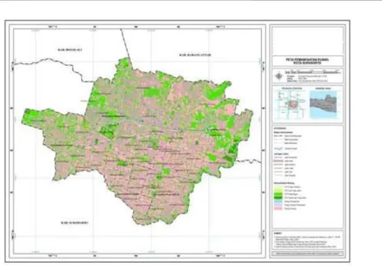 Gambar 5. Peta Pemanfaatan Lahan Kota Surakarta hasil pemetaan  dengan SIG 