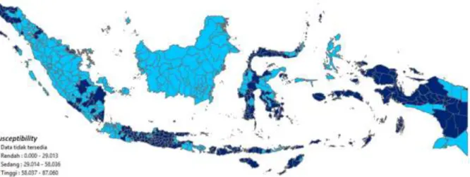 Gambar 4.2. Peta susceptibility kabupaten/kota di Indonesia 