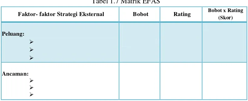 Tabel 1.7 Matrik EFAS 