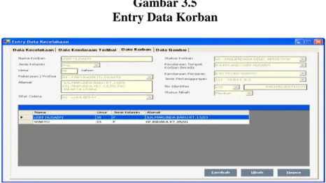 Gambar 3.5 Entry Data Korban