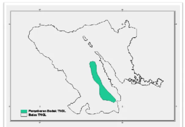 Gambar 2.7 Peta penyebaran populasi badak sumatra  Sumber: http://gunungleuser.or.id/biodiversitas/fauna/ 