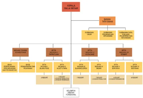 Gambar 2.2 Struktur organisasi BBTNGL  Sumber: http://gunungleuser.or.id/tentang-kami/ 