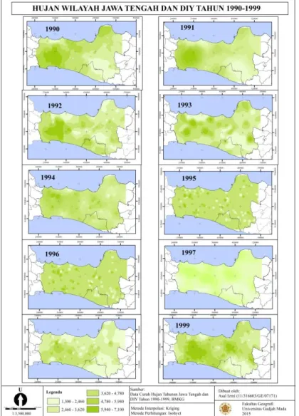 Gambar 2. Hujan Wilayah Jawa Tengah dan DIY Tahun 1990-1999