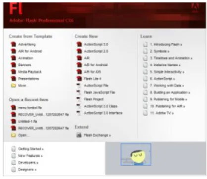 Gambar 2.7 Tampilan awal Adobe Flash Professional CS6 