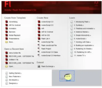 Gambar 2.7 Tampilan awal Adobe Flash Professional CS6 