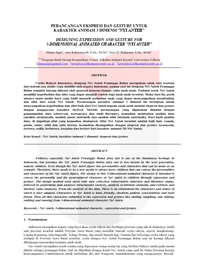 Perancangan Ekspresi Dan Gesture Untuk Karakter Animasi 3 Dimensi Nyi Anteh