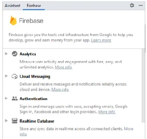 Gambar 7. Menu Firebase Pada Android Studio 