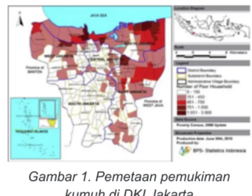 Gambar 1. Pemetaan pemukiman  kumuh di DKI Jakarta  (Sumber: Sciencedirect.com)