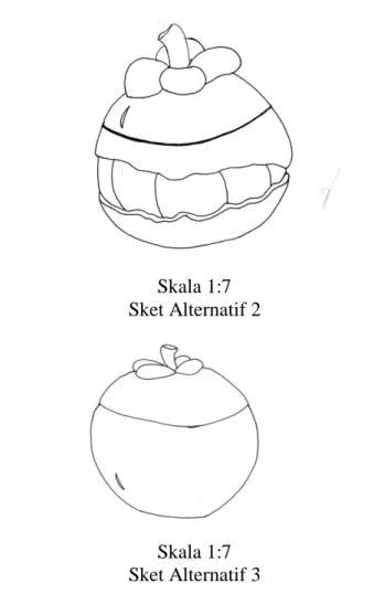 Gambar XIX: Sket Alternatif Buah Manggis  Karya Nuri Widyastuti, Pada April 2017  h.  Sket Alternatif Buah Nanas 