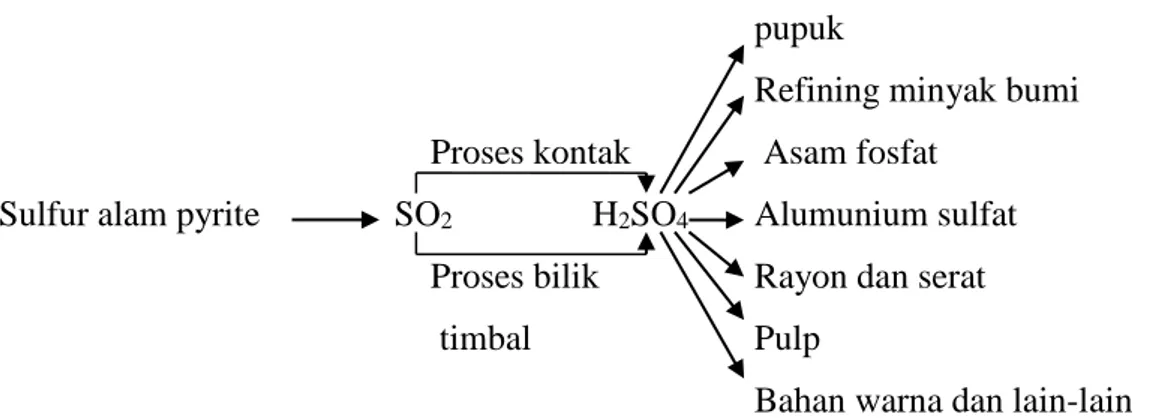 Gambar 1. Skema bahan baku dan penggunaan asam sulfat 