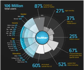 Gambar 2. Data statistik Penggunaan Twitter  pada Tahun 2010 (DigitalSurgeons, 2010) 