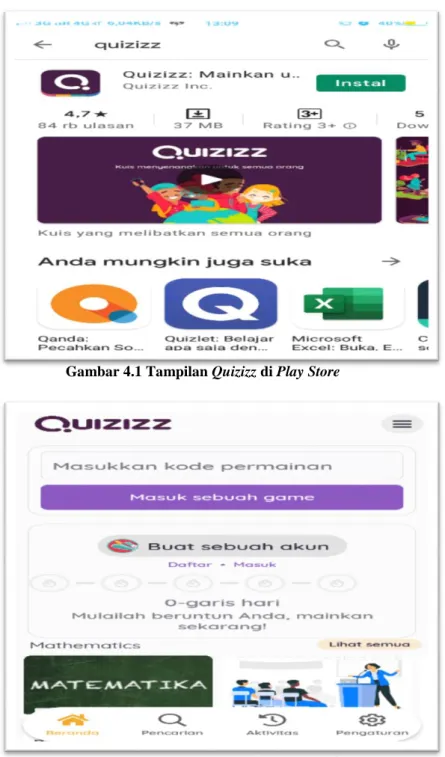 Gambar 4.1 Tampilan Quizizz di Play Store 