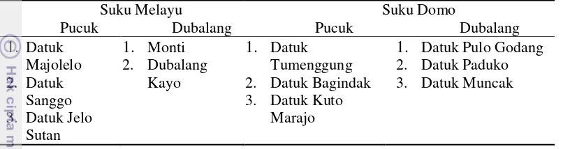 Tabel 11  Penghulu adat Desa Buluh Cina, Kenegerian Enam Tanjung 