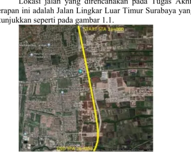 Gambar 1. 1. Peta Lokasi Jalan Lingkar Luar Timur  Surabaya STA 13+000 - STA 16+000 