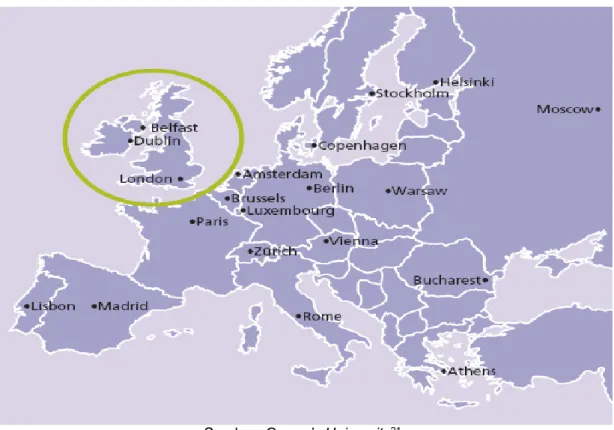 Gambar 1. Posisi Inggris di Peta Eropa 
