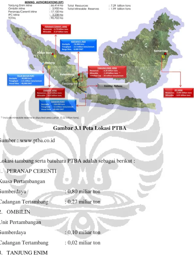 Gambar 3.1 Peta Lokasi PTBA  Sumber : www.ptba.co.id 