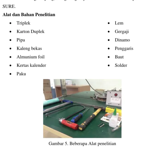 Gambar 5. Beberapa Alat penelitian  3.  Proses Pembentukan turbin 