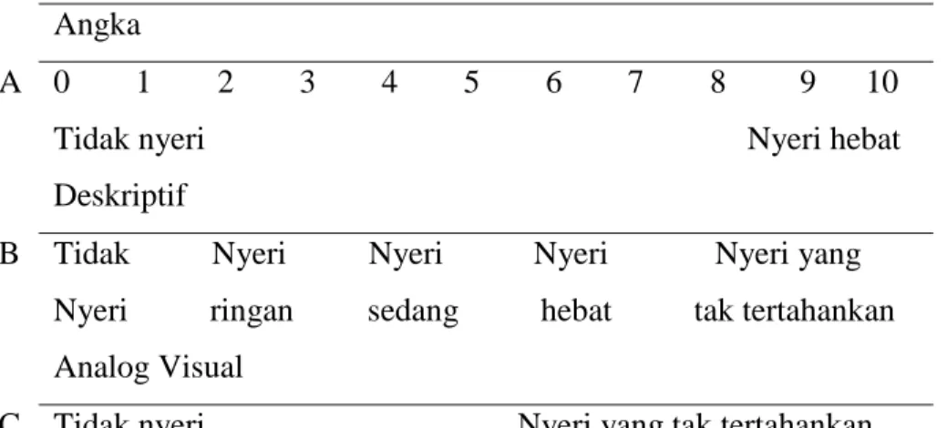 Tabel 2.3 Skala Nyeri (Potter &amp; Perry, 2009)  Angka 