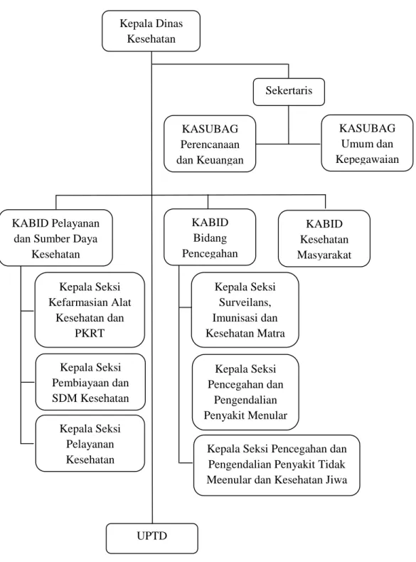 Gambar 4.1 : Struktur Organisasi Kepala Seksi Pelayanan Kesehatan Kepala Seksi Pembiayaan dan SDM Kesehatan UPTD 