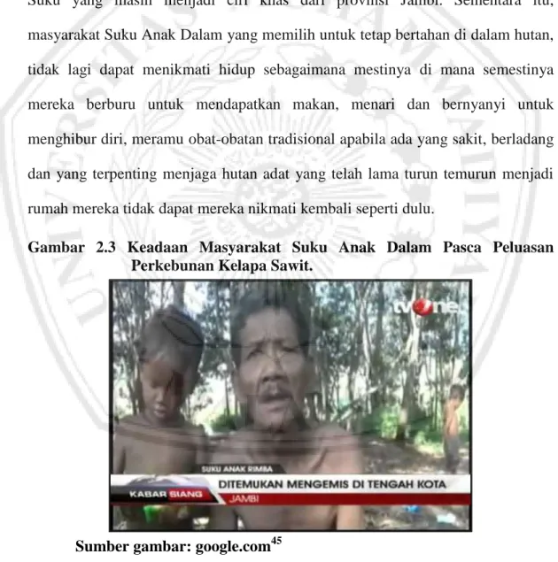 Gambar  2.3  Keadaan  Masyarakat  Suku  Anak  Dalam  Pasca  Peluasan  Perkebunan Kelapa Sawit