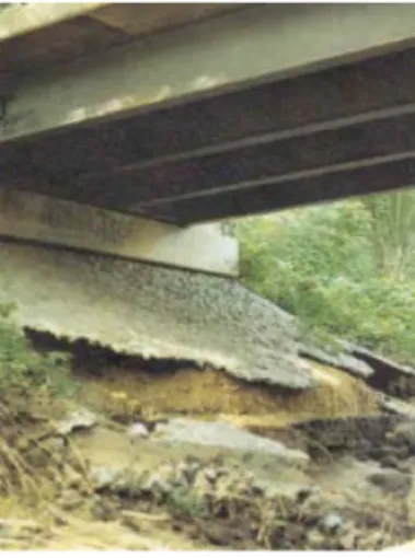 Gambar 42. Kerusakan Pada Abutment Jembatan  3.3  Pemeliharaan dan Perbaikan Jembatan 