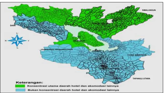 Gambar  5.  Peta  Klasifikasi  Konsentrasi  Daerah  Perhotelan  Di  Kawasan  Danau  Toba  Tahun 2007 