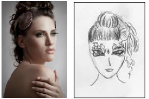 Gambar 3.13 Konsep tata rambut dan Make up      Gambar 3.14 Topeng Puteri        “Ceres of Puteri”    “Ceres of Puteri” 