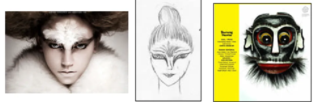 Gambar 3.7 Konsep tata rambut dan Make up         Gambar 3.8  Topeng Owl                   “Somnus of Owl”                          “Somnus of Owl” 