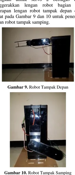 Gambar 10. Robot Tampak Samping  4.  PENGUJIAN DAN ANALISIS  4.1.  Pengujian Sensor Flex 