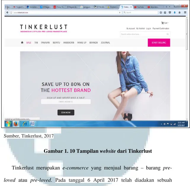 Gambar 1. 10 Tampilan website dari Tinkerlust 
