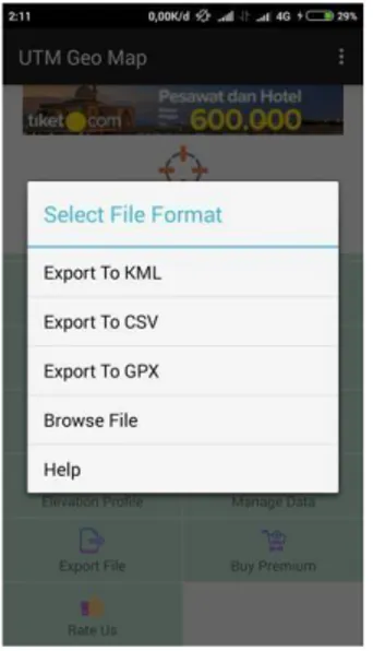 Gambar 3.5 Pilihan Format Export File  4.1  Tutorial Pembuatan Peta Wisata Kabupaten Rembang 