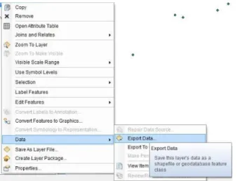 Gambar 3.11 Tampilan Pembuatan Geodatabase e.  Export data ke dalam bentuk “Shapefile” 